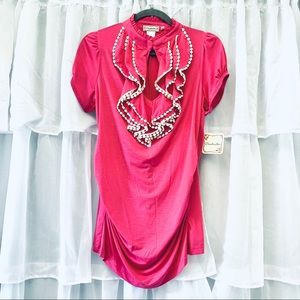 Soulmates 1X fushia ruffles top w/ tags